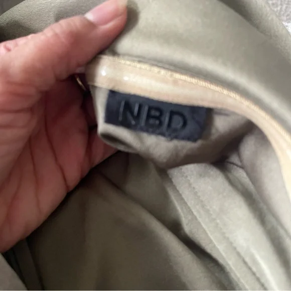 NBD Strapless Olive Tuxedo Mini Dress Off Shoulder Double Breasted - Picture 5 of 8